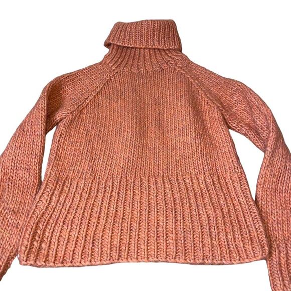 Madewell sweater turtleneck chunky knit burnt orange wool/alpaca blend SZ XS - Picture 2 of 9